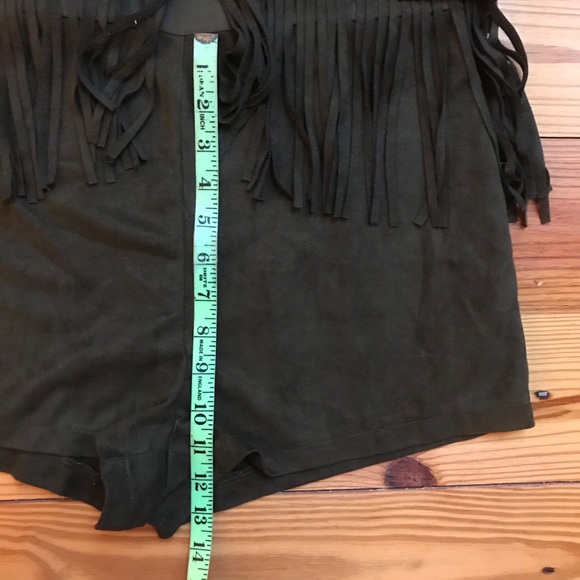 Lulumari Green Fringe Suede Romper, EUC, M - Picture 10 of 16